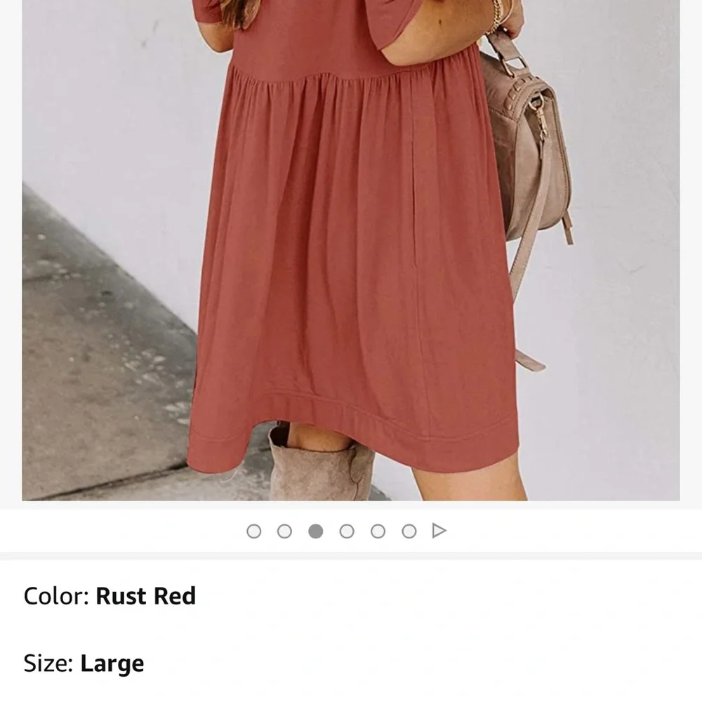 YIBOCK Women's Summer
Casual Twist Knot Short Puff
Sleeve Dresses Pleated Swing - Picture 3 of 7
